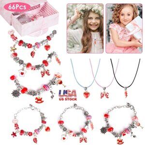 66Pcs Charm Bracelet Making Kit Kids\' Jewelry Necklace Making Kits